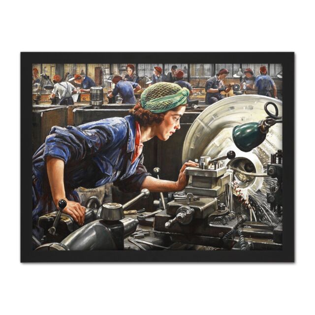 "Artery8 Wall Art Print Knight Ruby Loftus Screwing Breech WWII War Painting Large Framed Wall Décor Art in Brown - Size: W18"" x H24""" - image 1