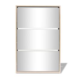 Berkfield Home Shoe Cabinet 3-Layer Mirror Oak 63x17x102.5 cm in Brown - thumbnail 3