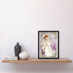 "Artery8 Lady of Camellias Theatre French Vintage Framed Wall Art Print Mucha in Purple - Size: W12"" x H16""" - thumbnail 4