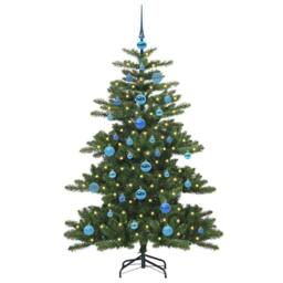 Berkfield Home Artificial Hinged Christmas Tree with 150 LEDs 150 cm PVC in Green - thumbnail 3