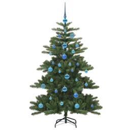 Berkfield Home Artificial Hinged Christmas Tree with 150 LEDs 150 cm PVC in Green - thumbnail 4