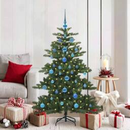 Berkfield Home Artificial Hinged Christmas Tree with 150 LEDs 150 cm PVC in Green - thumbnail 1