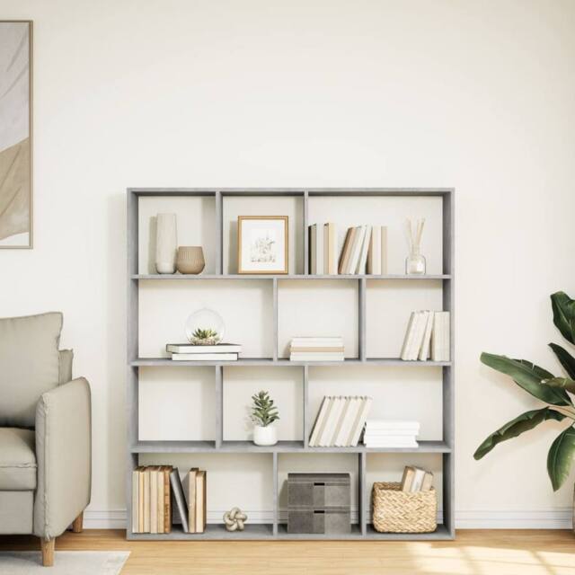 Berkfield Home Classic Book Cabinet Concrete Grey 132x29x141.5 cm Engineered Wood - image 1