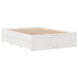 Berkfield Home Bed Frame without Mattress with Drawers White 150x200 cm King Size Solid Wood Pine - thumbnail 3