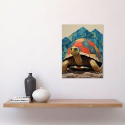 "Artery8 Wall Art Print Geometric Turtle Colourful Hexagon Scutes Shell Pattern Tortoise Bathroom Nautical Theme Poster in Blue - Size: W12"" x H16""" - thumbnail 2