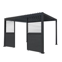 Monstershop Anthracite Aluminium Pergola With 2 x Shutter Panels - 3m x 4m in Grey - thumbnail 1