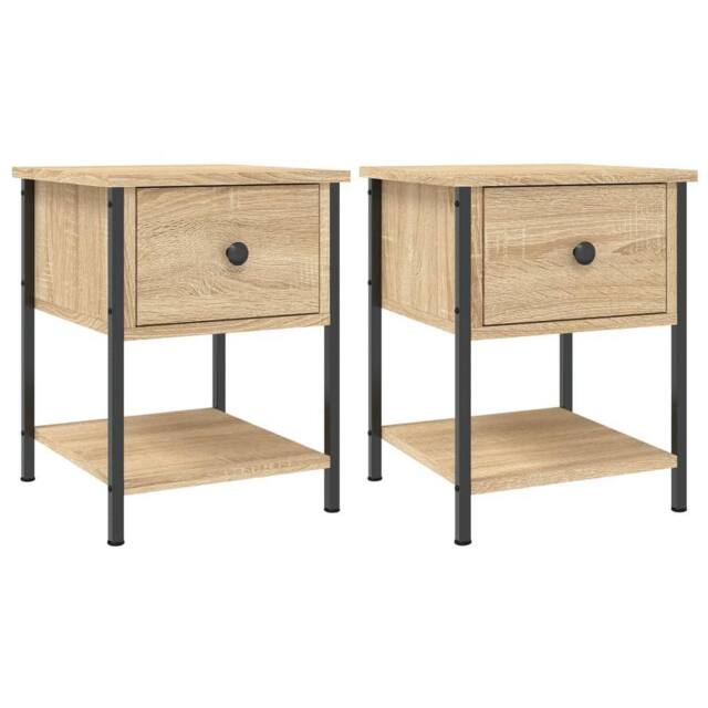 Berkfield Home Bedside Tables 2 pcs Sonoma Oak 34x35.5x45 cm Engineered Wood in Tan - image 1