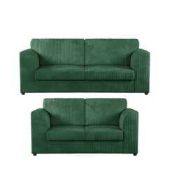 Furniture 786 Hannah Jumbo Cord Full Back 3+2 Seater Sofa Set in Green - thumbnail 1