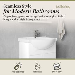 Balterley 2 Door Bathroom Vanity Basin Unit with Round Basin Gloss White 550mm - thumbnail 3