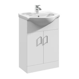 Balterley 2 Door Bathroom Vanity Basin Unit with Round Basin Gloss White 550mm