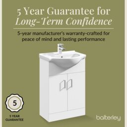 Balterley 2 Door Bathroom Vanity Basin Unit with Round Basin Gloss White 550mm - thumbnail 4