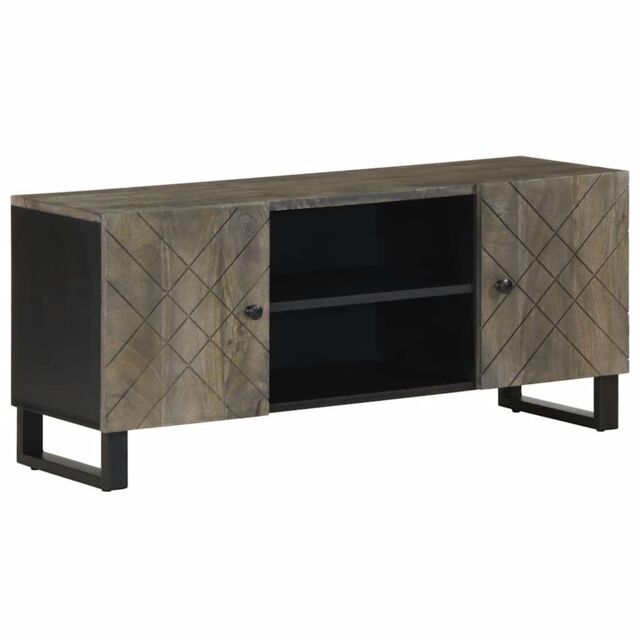 Berkfield Home TV Cabinet Black 105x33x46 cm Solid Wood Mango - Size: 105 x 33 x 46 cm - image 1
