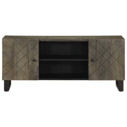 Berkfield Home TV Cabinet Black 105x33x46 cm Solid Wood Mango - Size: 105 x 33 x 46 cm - thumbnail 3