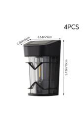 Living and Home 4 Packs Solar-Powered Outdoor Wall Lights in Black - thumbnail 4