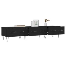 Berkfield Home TV Cabinet Black 150x36x30 cm Engineered Wood - Size: 150 x 36 x 30 cm - thumbnail 4
