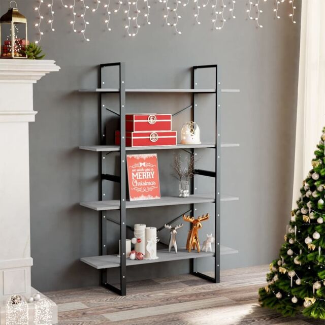Berkfield Home 4-Tier Book Cabinet Concrete Grey 100x30x140 cm Engineered Wood - Size: 100 x 30 x 140 cm - image 1