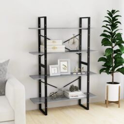 Berkfield Home 4-Tier Book Cabinet Concrete Grey 100x30x140 cm Engineered Wood - Size: 100 x 30 x 140 cm - thumbnail 3