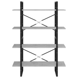 Berkfield Home 4-Tier Book Cabinet Concrete Grey 100x30x140 cm Engineered Wood - Size: 100 x 30 x 140 cm - thumbnail 5