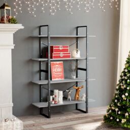 Berkfield Home 4-Tier Book Cabinet Concrete Grey 100x30x140 cm Engineered Wood - Size: 100 x 30 x 140 cm - thumbnail 1