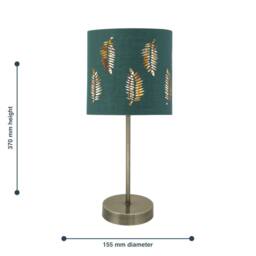 First Choice Lighting Antique Brass Stick Table Lamp with Dark Green Fern Cut Out Shade in Bronze - thumbnail 6