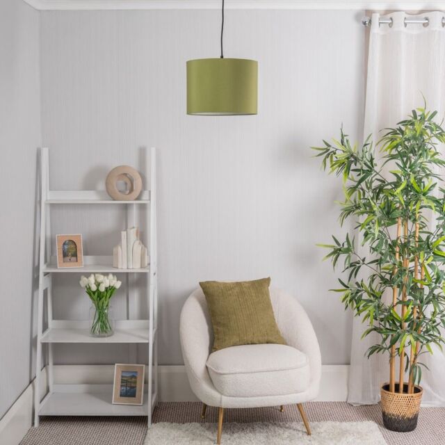 ValueLights Torbery Set of 3 Nesting Easy Fit Ceiling Light Lamp Shades with Bulbs in Olive - image 1