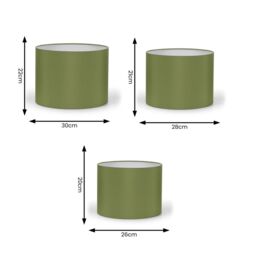 ValueLights Torbery Set of 3 Nesting Easy Fit Ceiling Light Lamp Shades with Bulbs in Olive - thumbnail 8