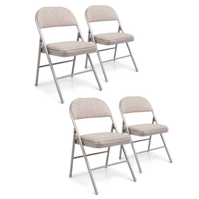 KORVIXA 4 xMetal Folding Chair High Back in Beige - Size: 100 cm - image 1