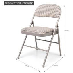 KORVIXA 4 xMetal Folding Chair High Back in Beige - Size: 100 cm - thumbnail 2