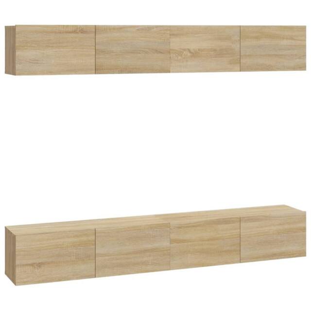 Berkfield Home Wall TV Cabinets 4 pcs Sonoma Oak 100x30x30 cm in Brown - Size: 100 x 30 x 30 cm - image 1