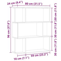 Berkfield Home Book Cabinet Old Wood 80x24x96 cm Engineered Wood in Brown - Size: 80 x 24 x 96 cm - thumbnail 9