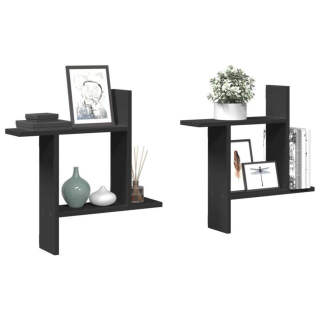 Berkfield Home Wall Shelves 2 pcs Black 50x12x50 cm Engineered Wood - Size: 50 x 12 x 50 cm - image 1
