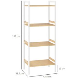 HOMCOM 4-Tier Bamboo Bathroom Storage Shelf with Adjustable Rack in Natural - thumbnail 3