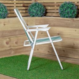 Samuel Alexander 6 Pack of Outdoor Green & White Stripe Camping Chairs with Armrests - thumbnail 4