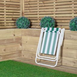 Samuel Alexander 6 Pack of Outdoor Green & White Stripe Camping Chairs with Armrests - thumbnail 3