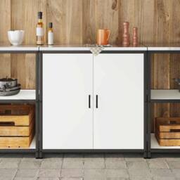 Berkfield Home Kitchen Storage Cabinet with Shelf with Storage with Door White Steel - thumbnail 4