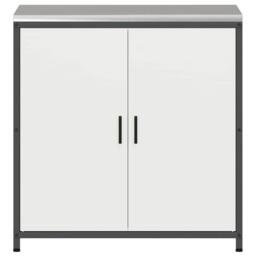 Berkfield Home Kitchen Storage Cabinet with Shelf with Storage with Door White Steel - thumbnail 7