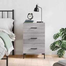 Berkfield Home Modern Bedside Cabinet Grey Sonoma 40x40x66 cm Engineered Wood - Size: 40 x 40 x 66 cm - thumbnail 2