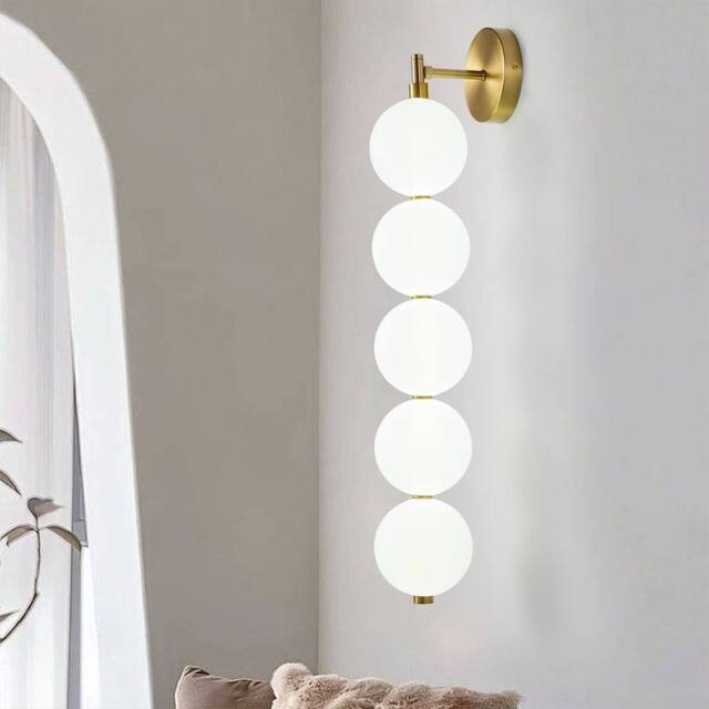NIVOR 5 Globe Wall Sconce, Modern White 6000K LED Glass Vanity light - image 1