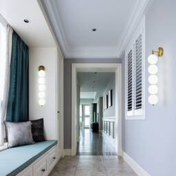 NIVOR 5 Globe Wall Sconce, Modern White 6000K LED Glass Vanity light - thumbnail 5
