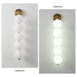 NIVOR 5 Globe Wall Sconce, Modern White 6000K LED Glass Vanity light - thumbnail 3