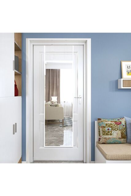 Living and Home 28cm W x 118cm H Metal Frame Rectangular Door Hanging Mirror Dressing Wall Mirror, White - Size: 28 cm W x 118 cm H - image 1