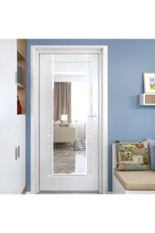 Living and Home 28cm W x 118cm H Metal Frame Rectangular Door Hanging Mirror Dressing Wall Mirror, White - Size: 28 cm W x 118 cm H