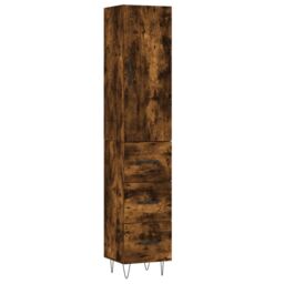 Berkfield Home Highboard Smoked Oak 34.5x34x180 cm Engineered Wood in Brown - thumbnail 2