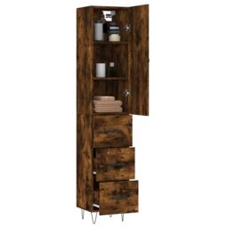 Berkfield Home Highboard Smoked Oak 34.5x34x180 cm Engineered Wood in Brown - thumbnail 3