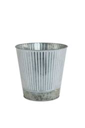 KDMD Whitewash Zinc Bucket with Silver Base 3 Pack - thumbnail 2