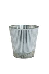 KDMD Whitewash Zinc Bucket with Silver Base 3 Pack - thumbnail 1