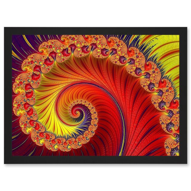Artery8 Photo Fractal Flower Spiral mandelbrot Artwork Framed Wall Art Print A4 in Black - image 1
