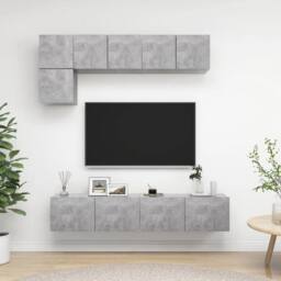 Berkfield Home 5 Piece TV Cabinet Set Concrete Grey Engineered Wood - thumbnail 2