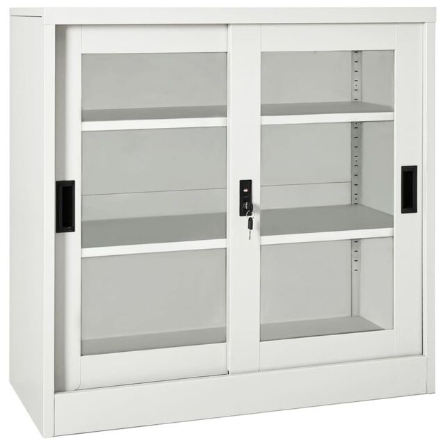 Berkfield Home Sliding Door Cabinet Light Grey 90x40x90 cm Steel - Size: 90 x 40 x 90 cm - image 1