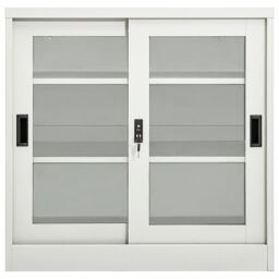 Berkfield Home Sliding Door Cabinet Light Grey 90x40x90 cm Steel - Size: 90 x 40 x 90 cm - thumbnail 2